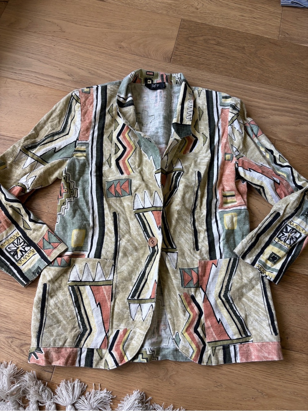 90’s linen/flax blazer womens 8